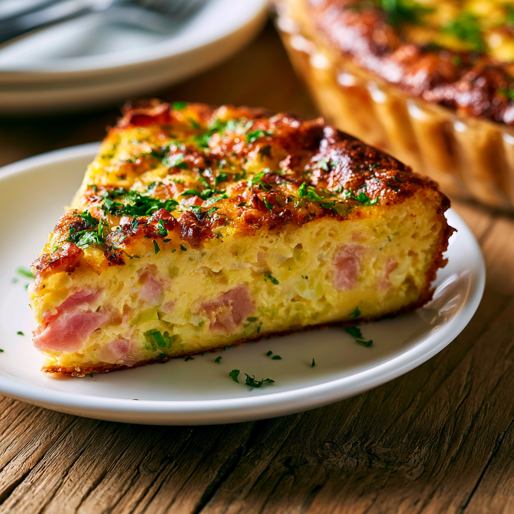 Keto quiche met ham en prei